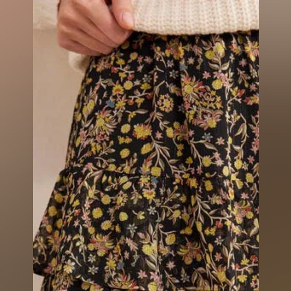 Boden Black Floral Ruffle Mini Skirt NWT Plus Size 20/22 - Picture 2 of 14